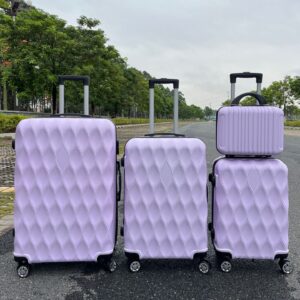 3-Piece Lavender Diamond-Texture Luggage