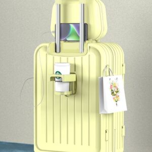 Pastel Yellow Spinner Suitcase with Cup Holder