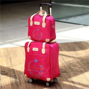 2-Piece Vibrant Pink Kids Rolling Luggage