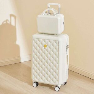 Luxury Quilted White Hardside Suitcase Set