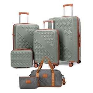 4-Piece Pastel Green Rolling Luggage Set