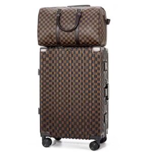 Premium Checkerboard Luggage Set with Duffle